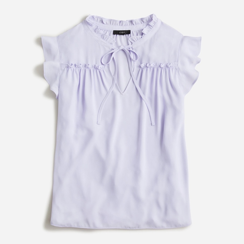 J. Crew Ruffle Tie-Neck Top - Ivory